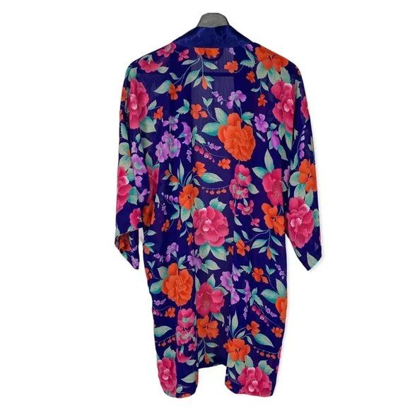 Vintage 90s Victorias Secret Gold Label Multicolor Floral Lightweight Robe One S